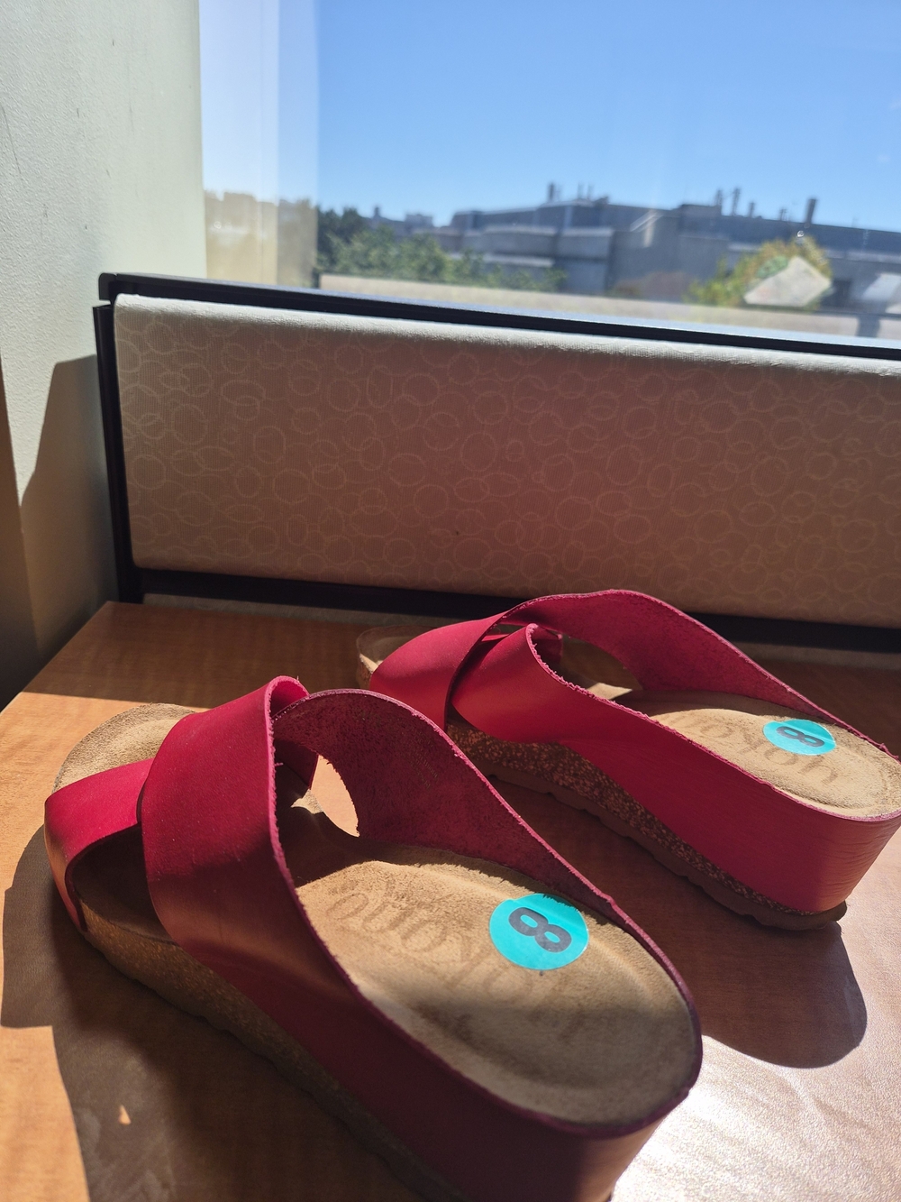 Casual Women's Red Wedge Slide Sandals